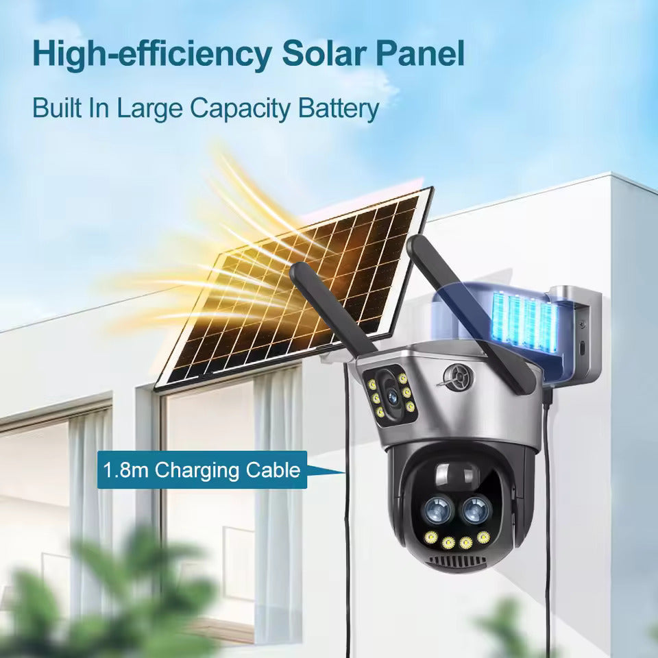 Triple Lens Solar PTZ WI-FI + 128GB Micro SD