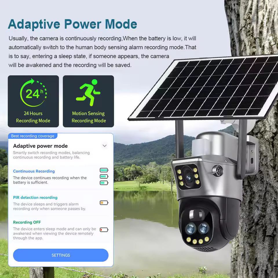 Triple Lens Solar PTZ WI-FI + 128GB Micro SD