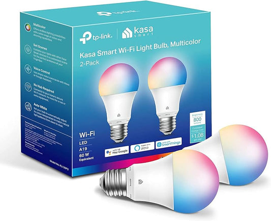 TP-Link/Kasa Smart Light Bulbs, Full Color Changing Dimmable Smart WiFi Bulbs 2-Pack